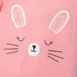Baby Girl Rabbit Print Short-sleeve Romper Pink image 4