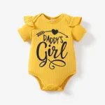Baby Girl Letter Print Ribbed Ruffle Short-sleeve Romper Ginger