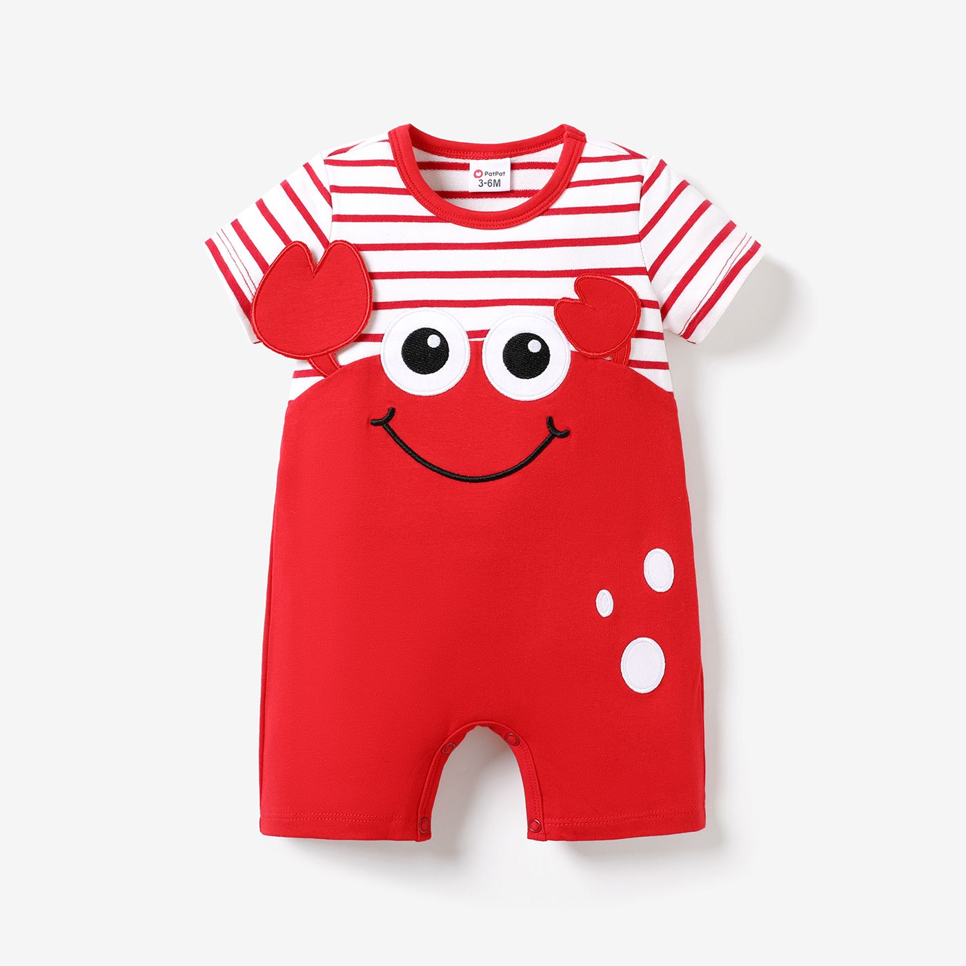

Baby Girl/Boy Cotton Faux-two Striped Short-sleeve Romper