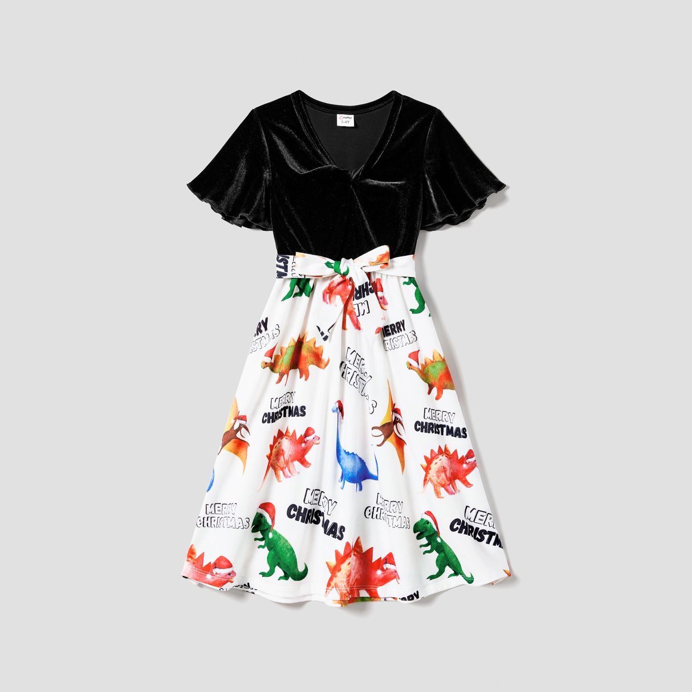 Family Matching Dinosaur Print Short-sleeve Dresses And Tops Sets