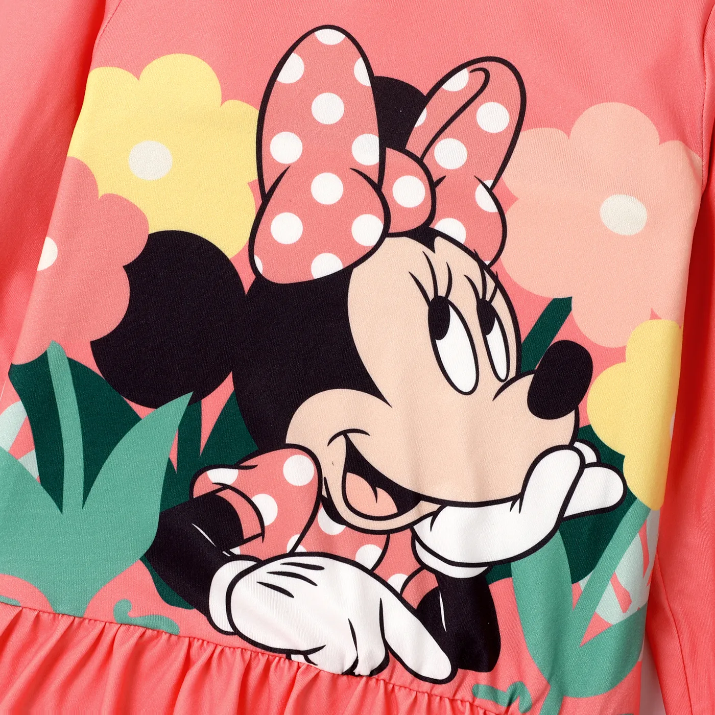 Disney Mickey and Friends Toddler Girl 2pcs Character Print Peplum Long-sleeve Tee and Bowknot Pants Set  image 3