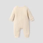 Baby Boy/Girl Solid Cable Knit Long-sleeve Jumpsuit Apricot image 3