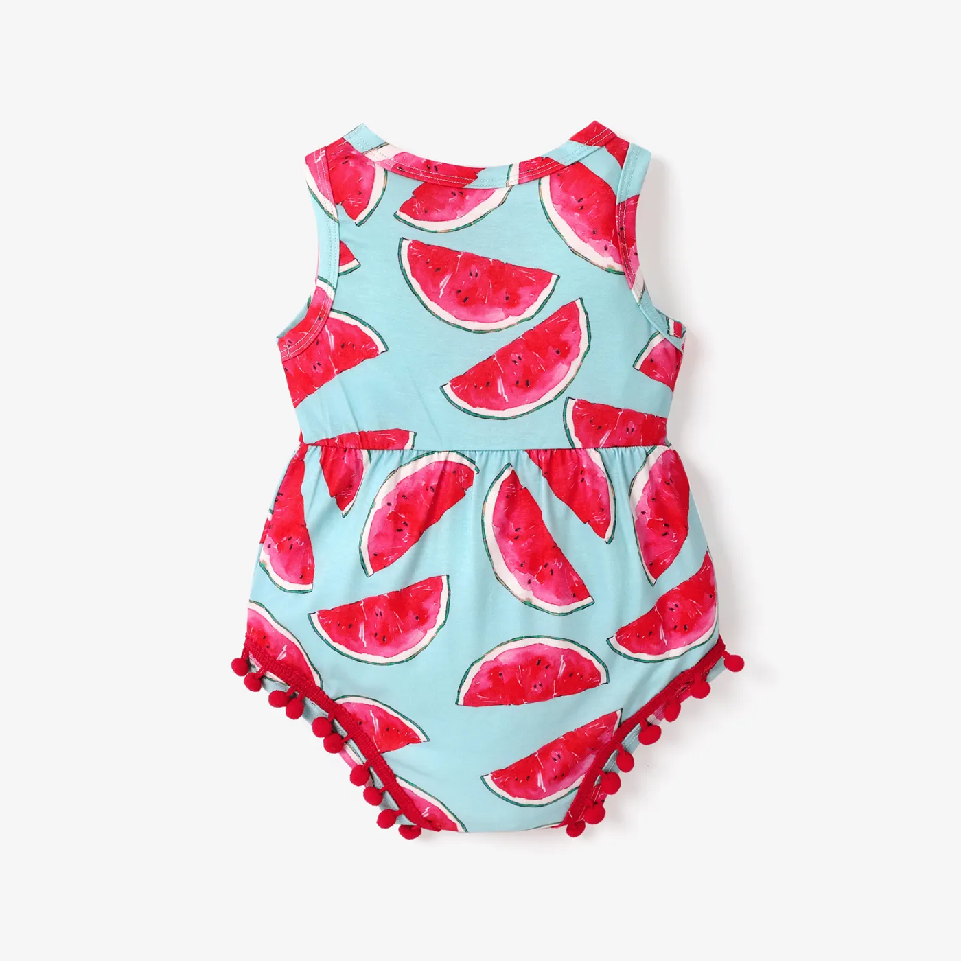 Naia™ Baby Girl Pom Poms Detail Allover Watermelon Print Tank Romper  image 2