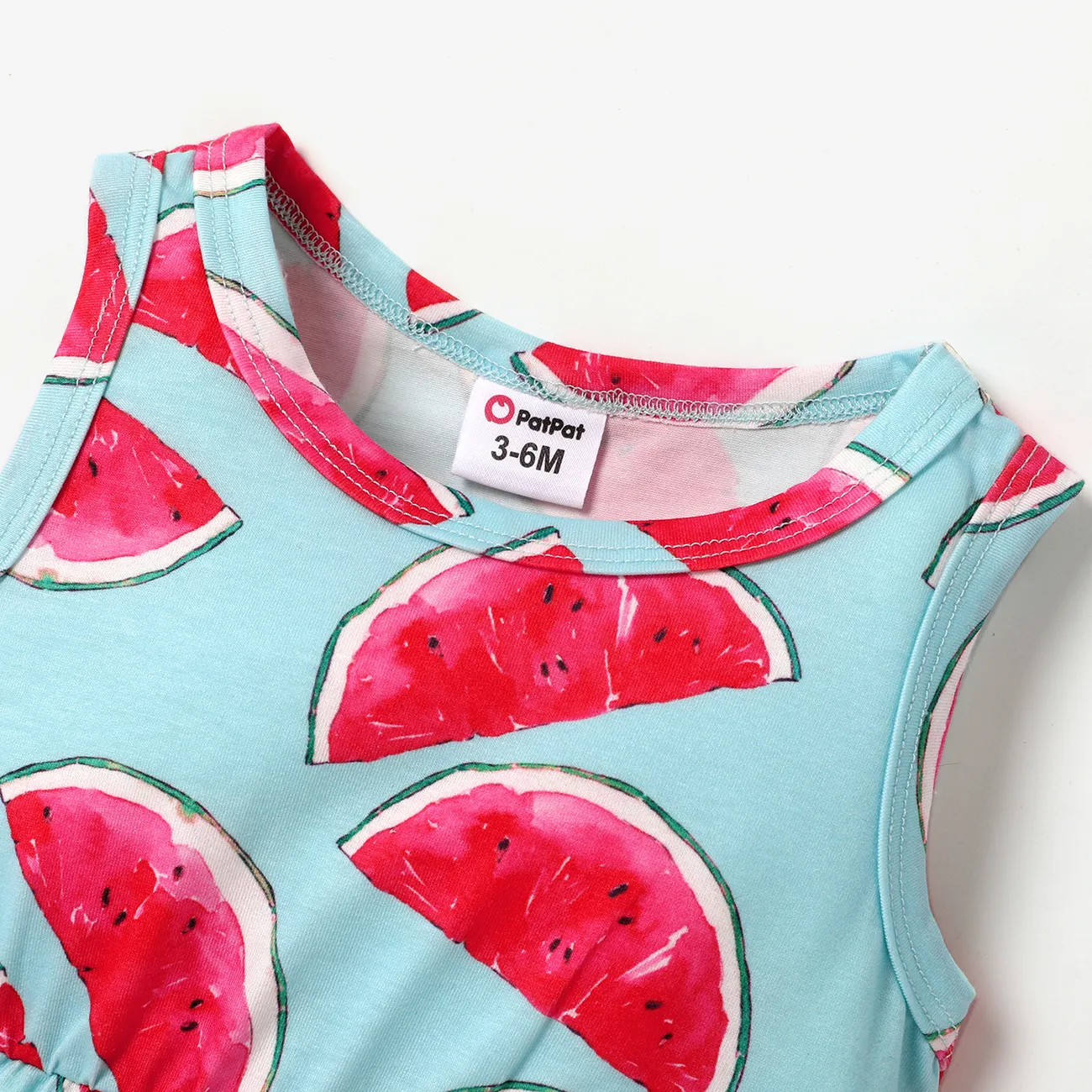 Naia™ Baby Girl Pom Poms Detail Allover Watermelon Print Tank Romper Red big image 1