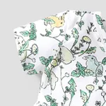 Baby Girl All Over Rabbit Print/Solid color/Floral print Ribbed V Neck Short-sleeve Jumpsuit  image 4