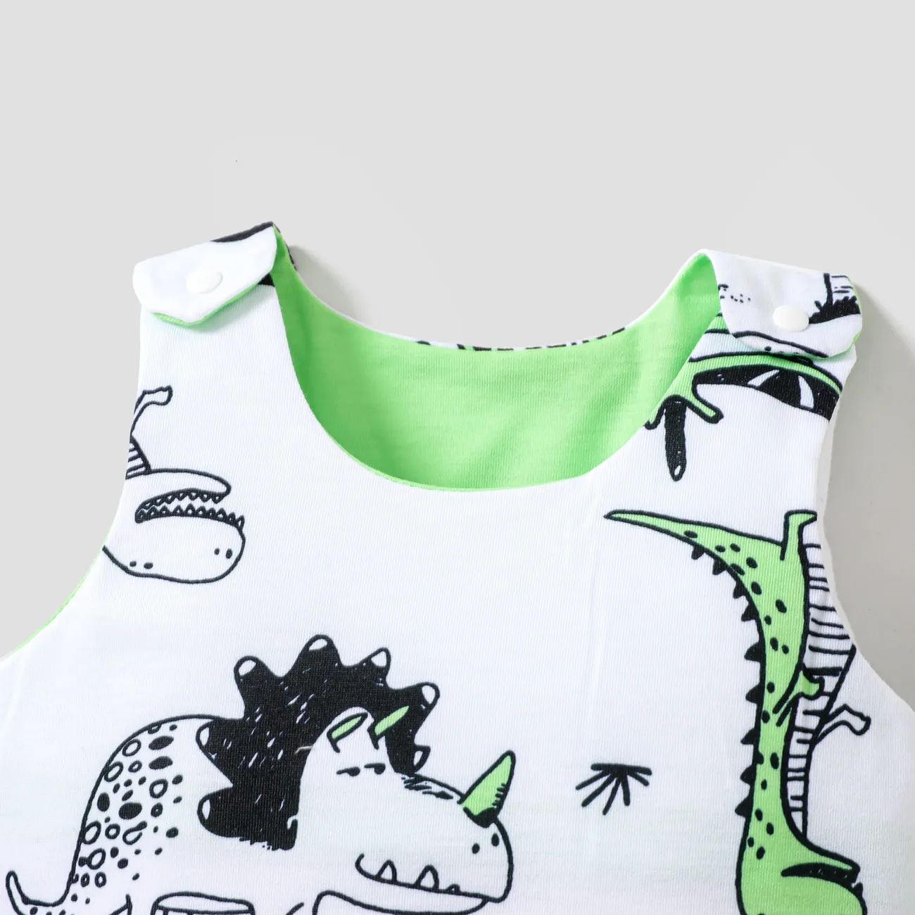 Bebé Chico Costura de tela Dinosaurio Infantil Camiseta sin mangas Monos Bloque de color big image 1