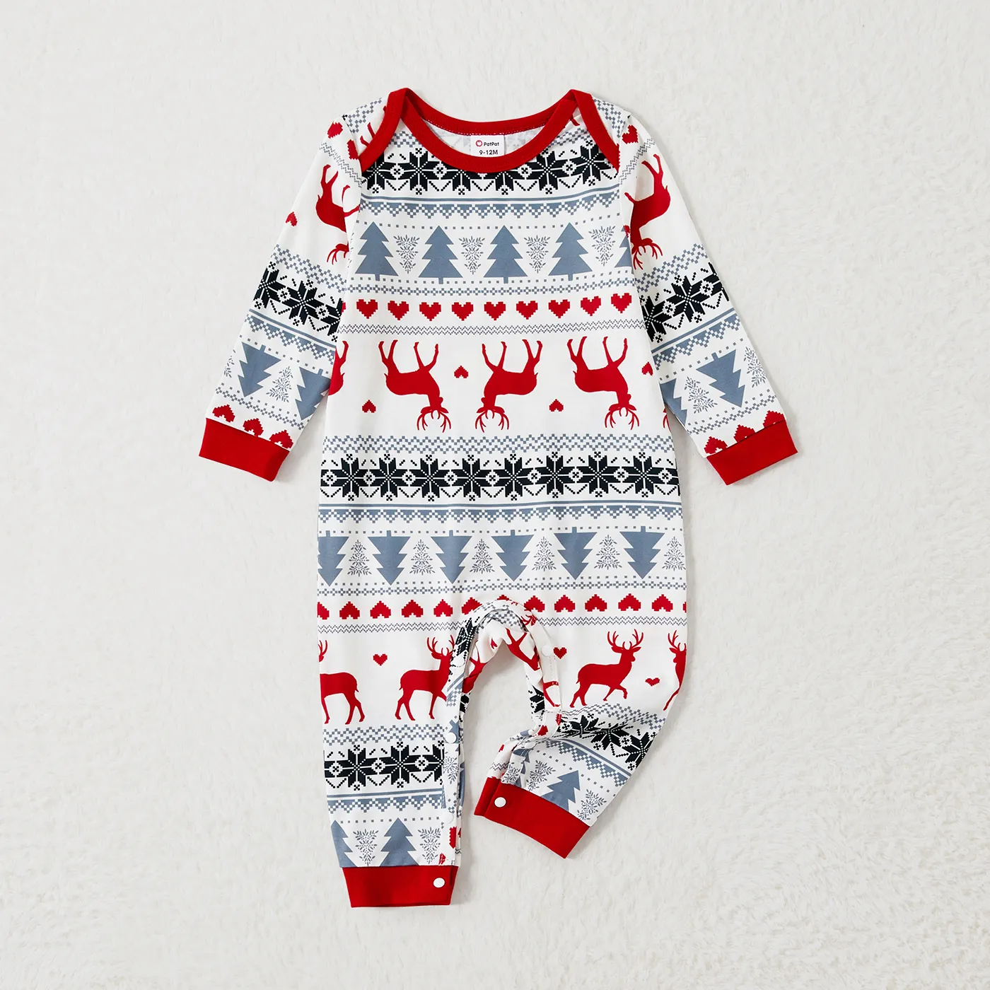 Christmas Family Matching Theme Allover Print Long-sleeve Pajamas Sets (Flame resistant) White big image 1