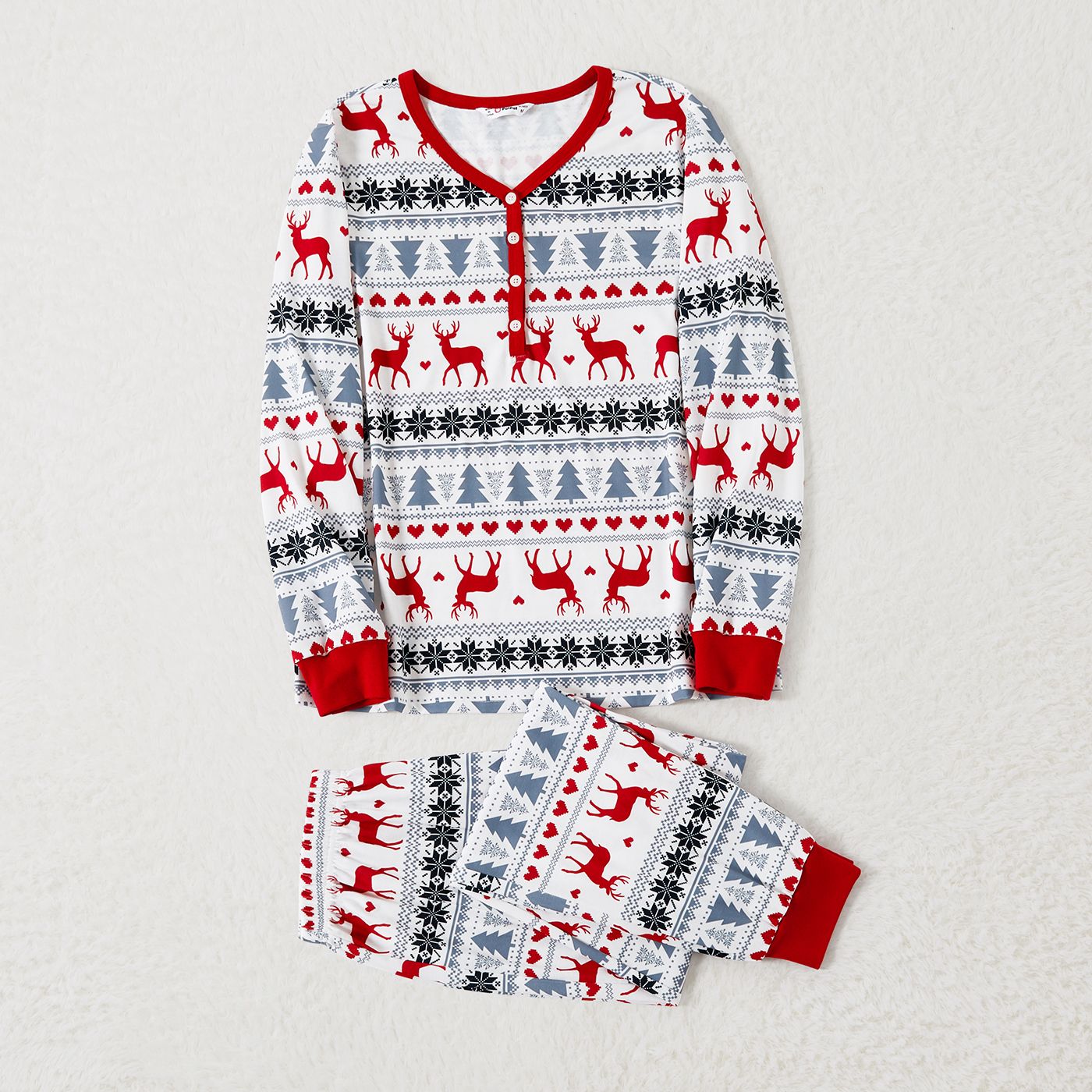 Christmas Family Matching Theme Allover Print Long-sleeve Pajamas Sets (Flame Resistant)