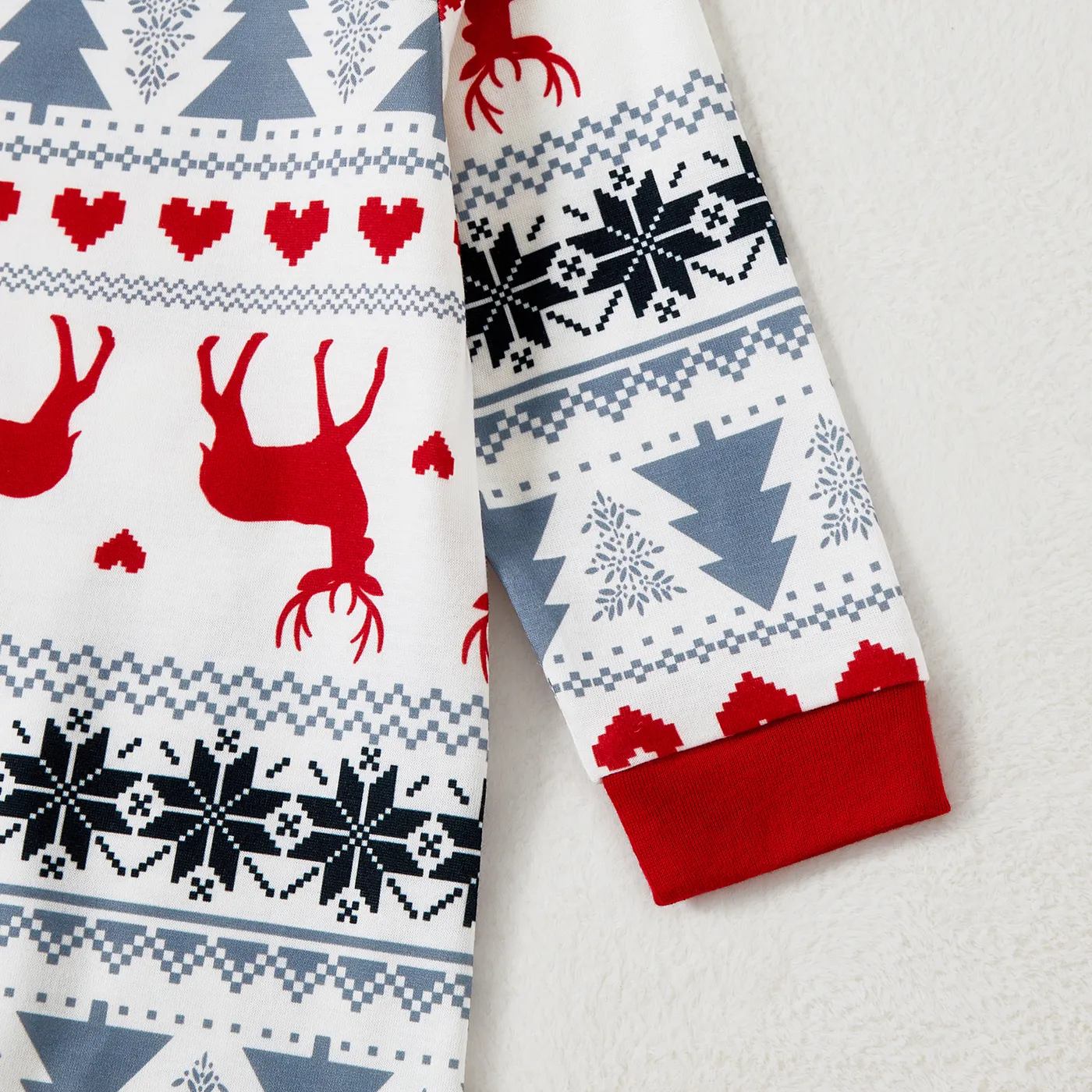 Christmas Family Matching Theme Allover Print Long-sleeve Pajamas Sets (Flame resistant) White image 4