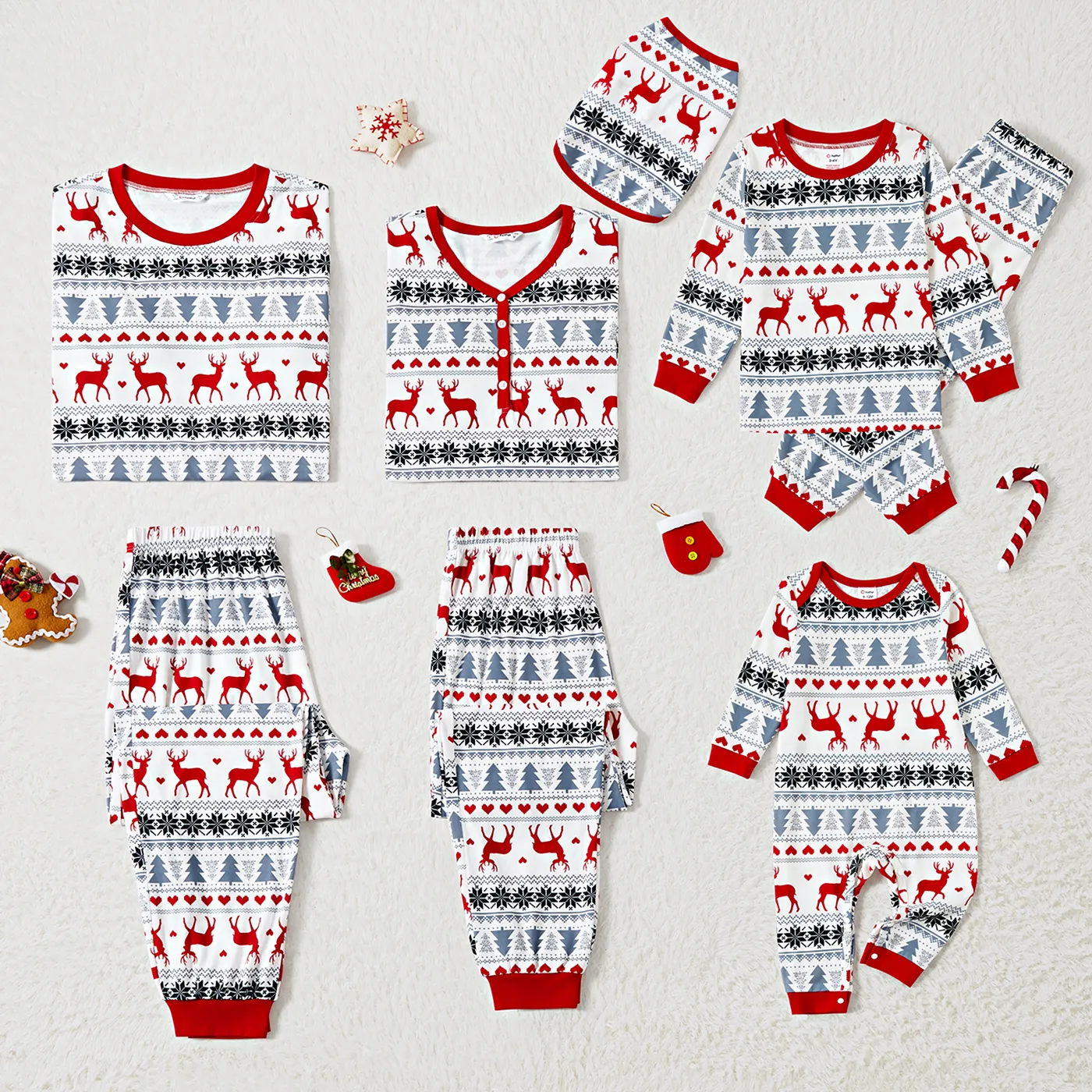 

Christmas Family Matching Theme Allover Print Long-sleeve Pajamas Sets (Flame resistant)