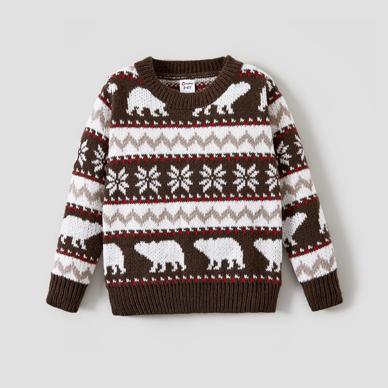 Christmas Family Matching Bear and Snowflake Print Sweaters big image 1