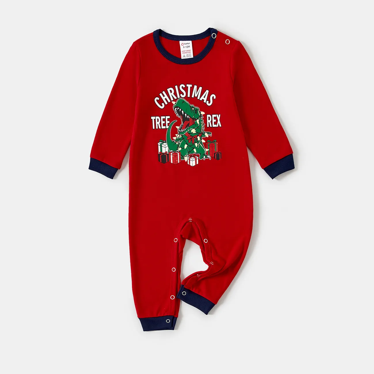 Christmas Glow In The Dark Family Matching Dinosaur Print Long-sleeve Pajamas Sets(Flame Resistant)   big image 1