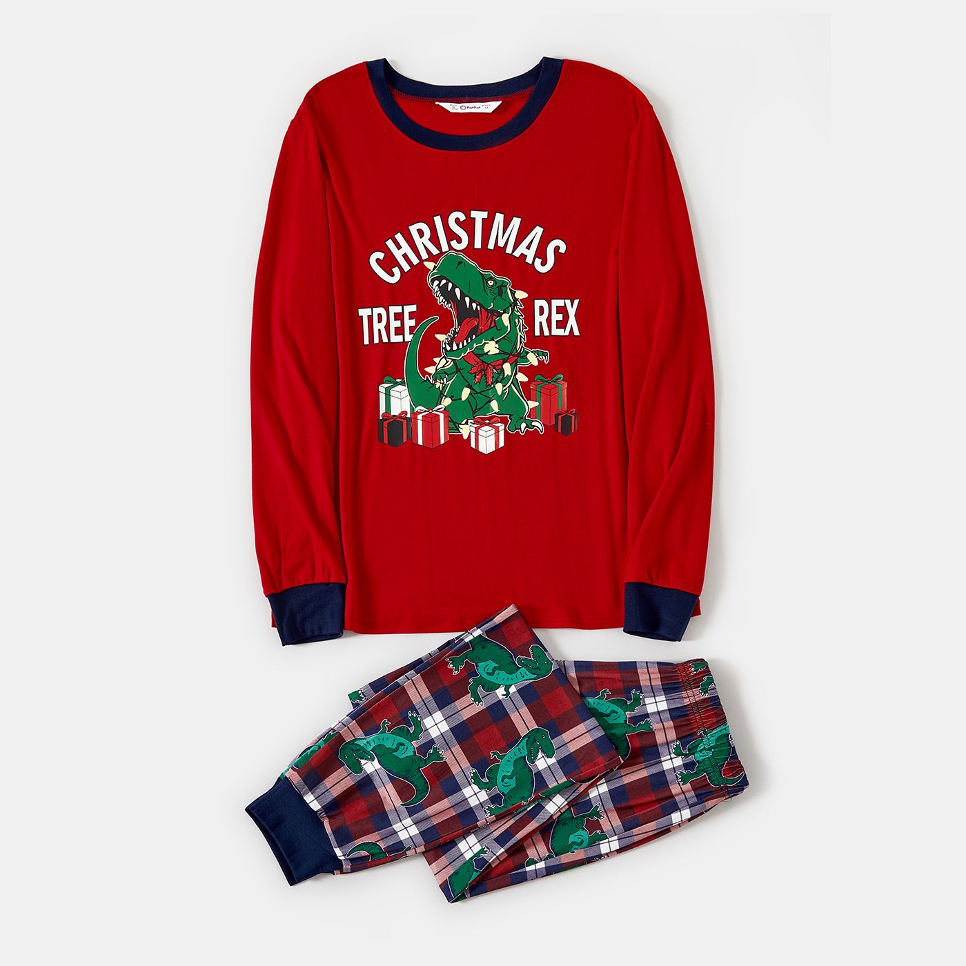 Christmas Glow In The Dark Family Matching Dinosaur Print Long-sleeve Pajamas Sets(Flame Resistant)
