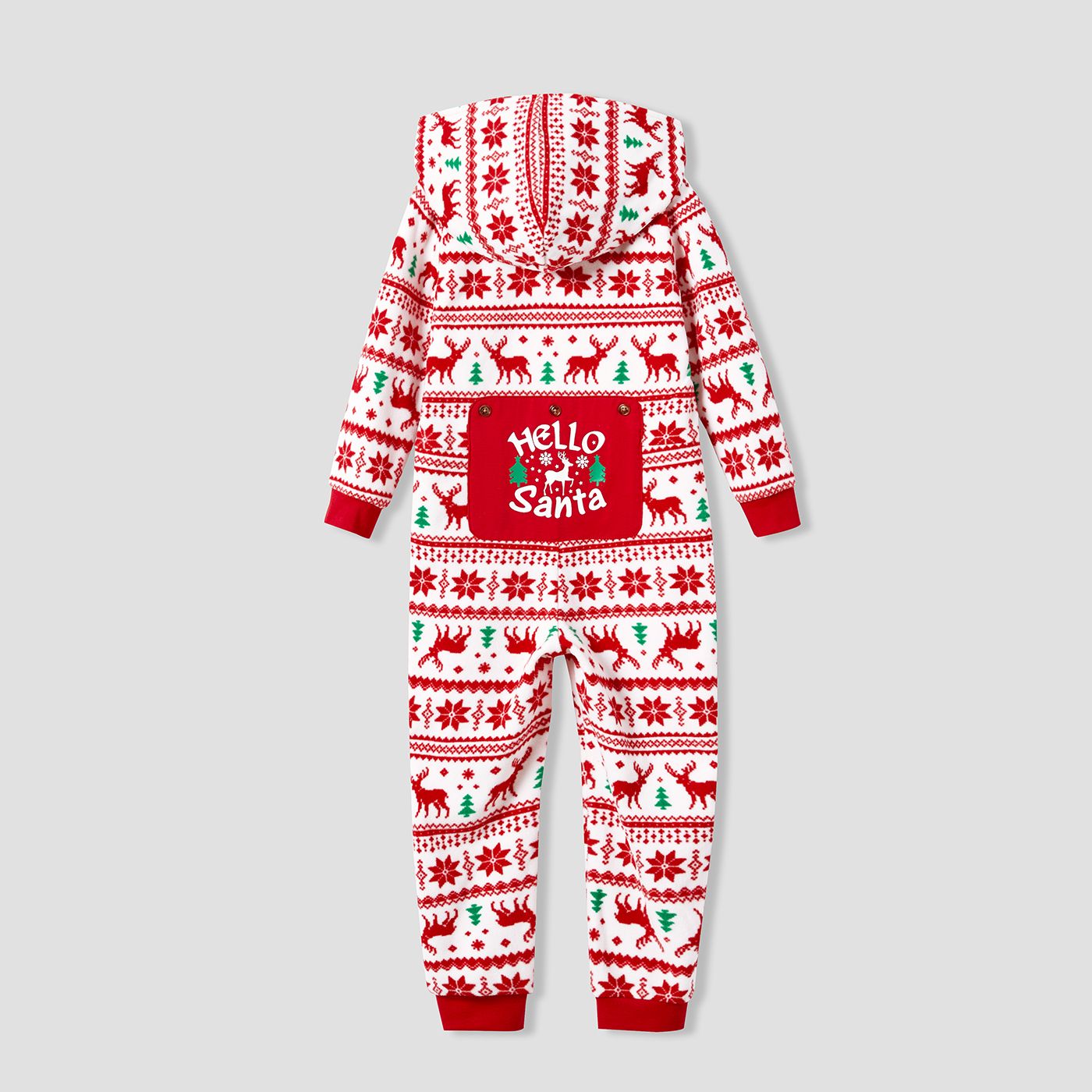 Christmas Family Matching Festival Theme All-over Print Long-sleeve Fleece Hooded Onesies Pajamas (F