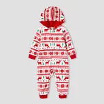 Christmas Family Matching Festival Theme All-over Print Long-sleeve Fleece Hooded Onesies Pajamas (Flame resistant)   image 4