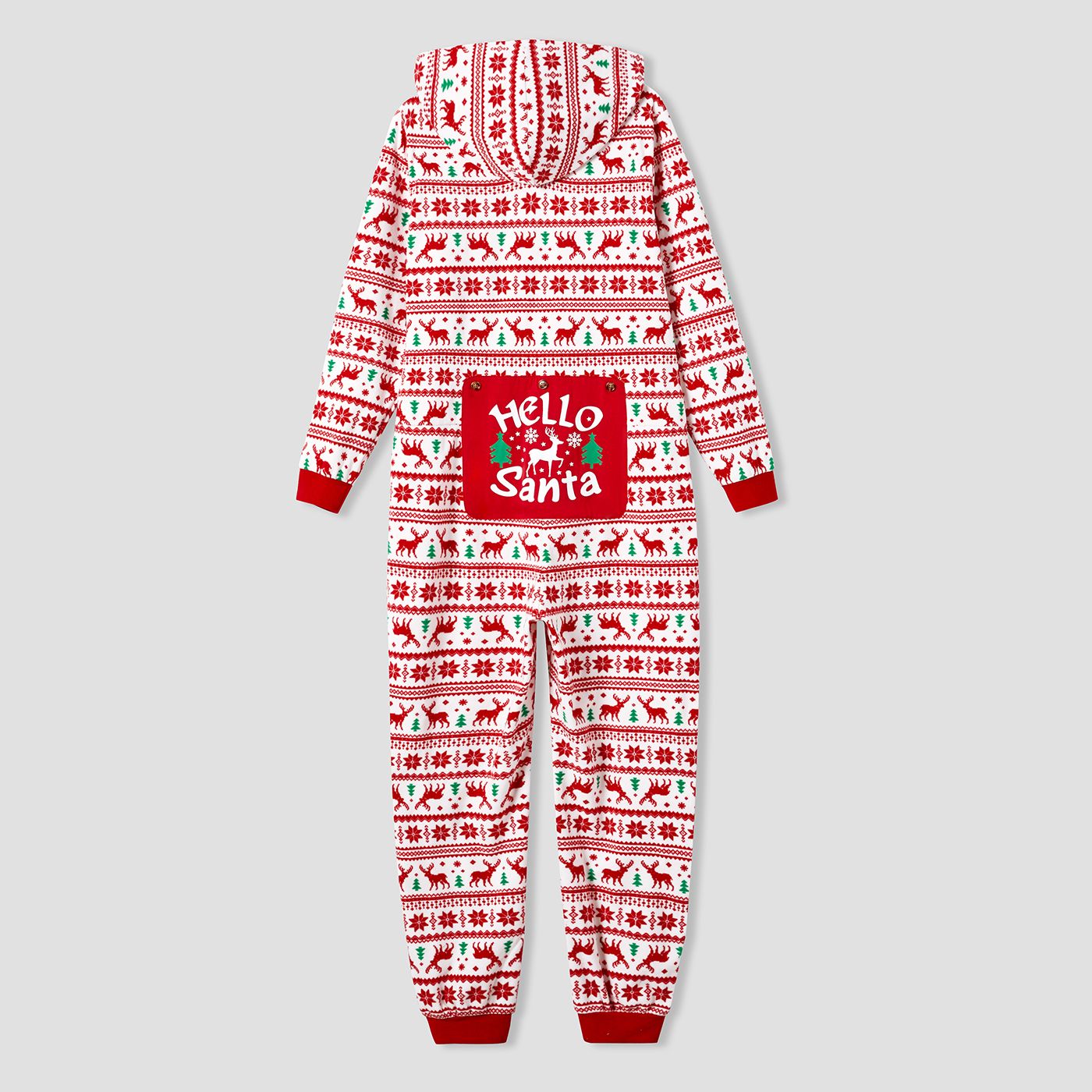 Christmas Family Matching Festival Theme All-over Print Long-sleeve Fleece Hooded Onesies Pajamas (Flame Resistant)