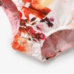 2pcs Baby Girl Allover Floral Print Ruffle Trim Sleeveless Romper & Headband Set  image 4