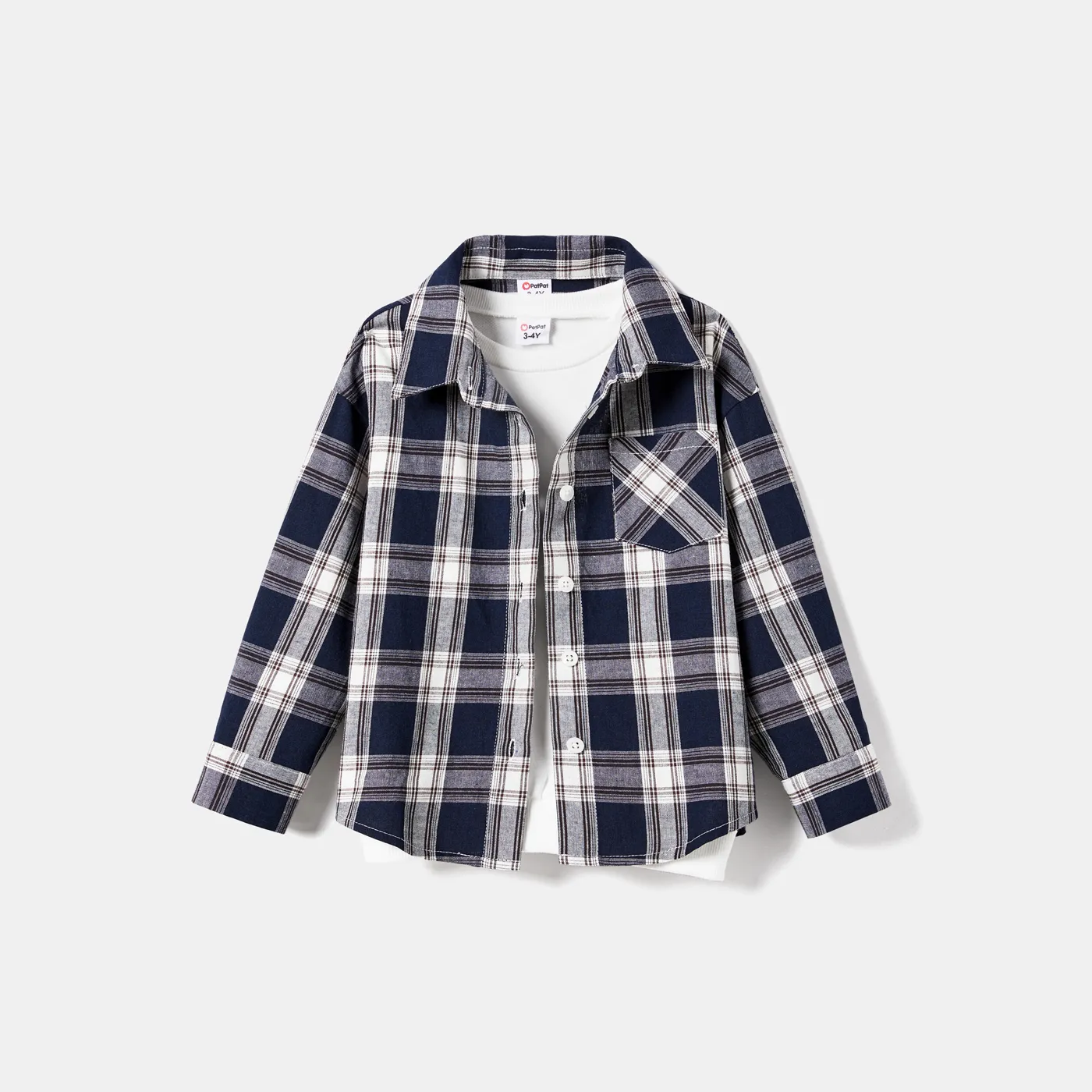 Family Matching Casual Cotton Plaid Long-sleeve Shirt Tops Coffee image 2