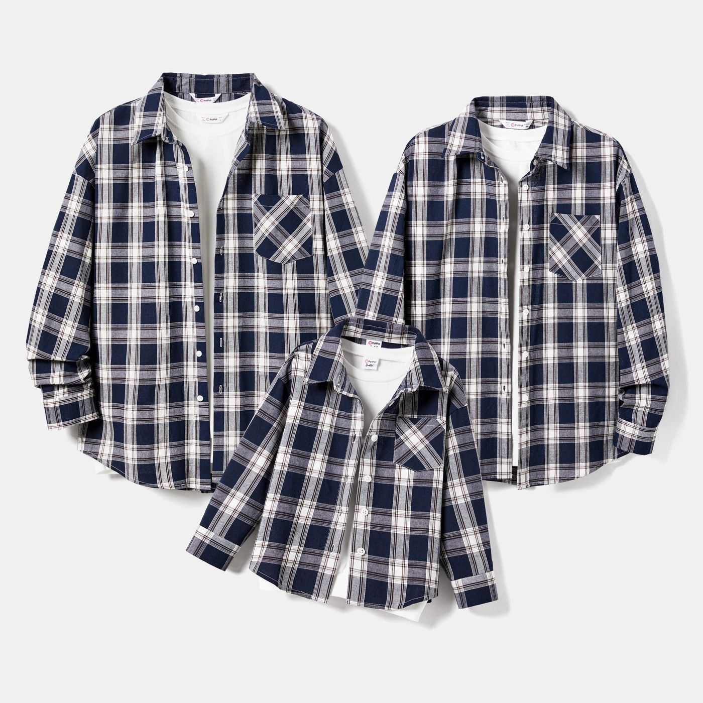 Family Matching Casual Cotton Plaid Long-sleeve Shirt Tops