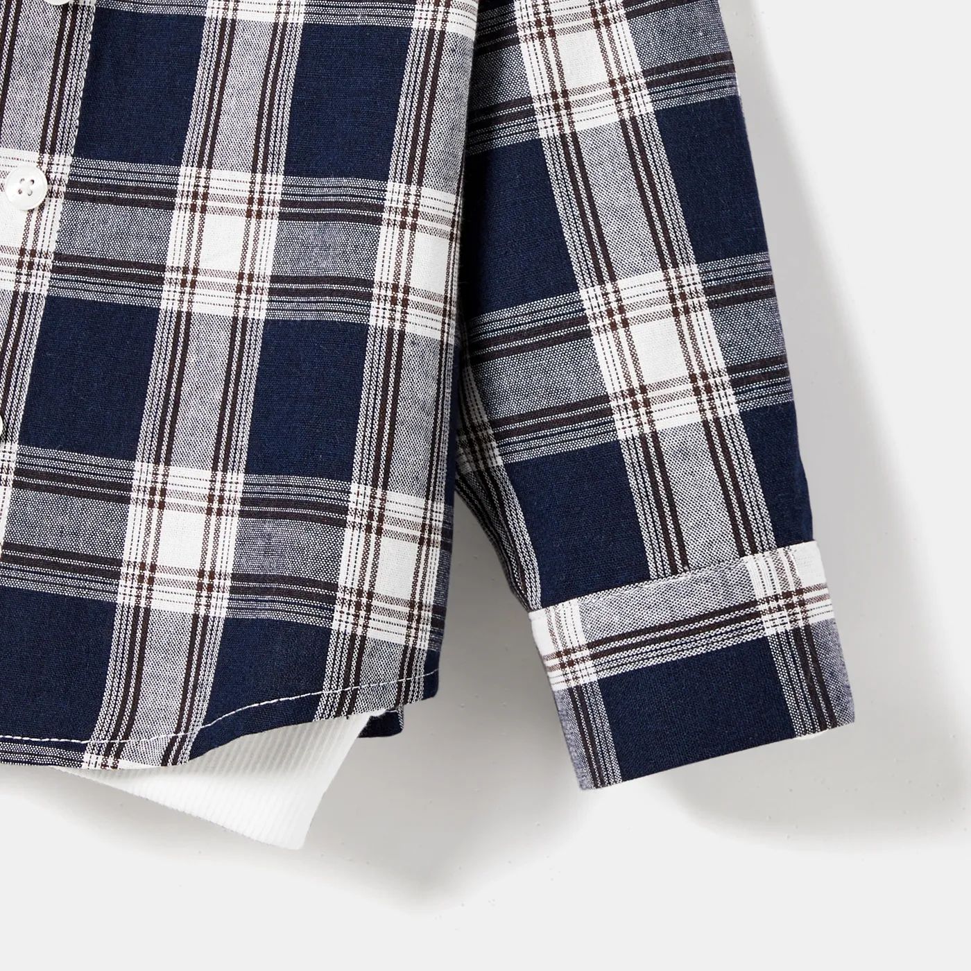 Family Matching Casual Cotton Plaid Long-sleeve Shirt Tops Coffee image 5