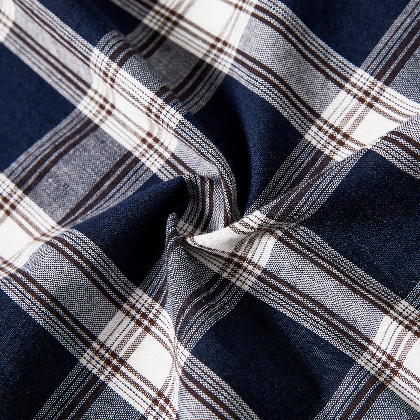 Family Matching Casual Cotton Plaid Long-sleeve Shirt Tops Coffee image 6