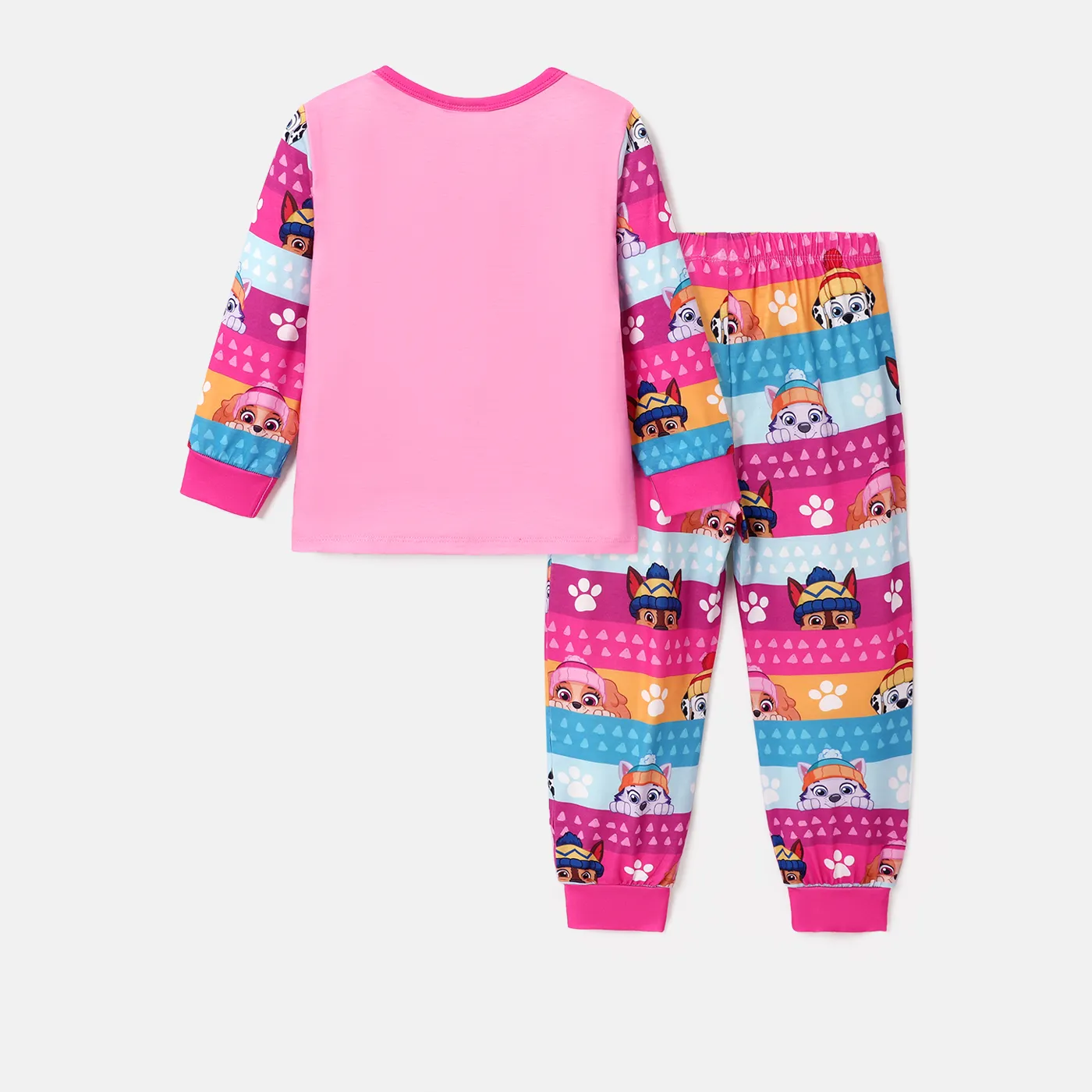 PAW Patrol 2pcs Toddler Girl/Boy Character Print Long-sleeve Pajamas Sets (Flame Resistant) Pink image 2