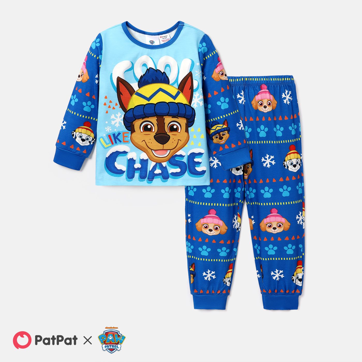paw patrol 2pcs toddler girl/boy character print long-sleeve pajamas sets (flame resistant)