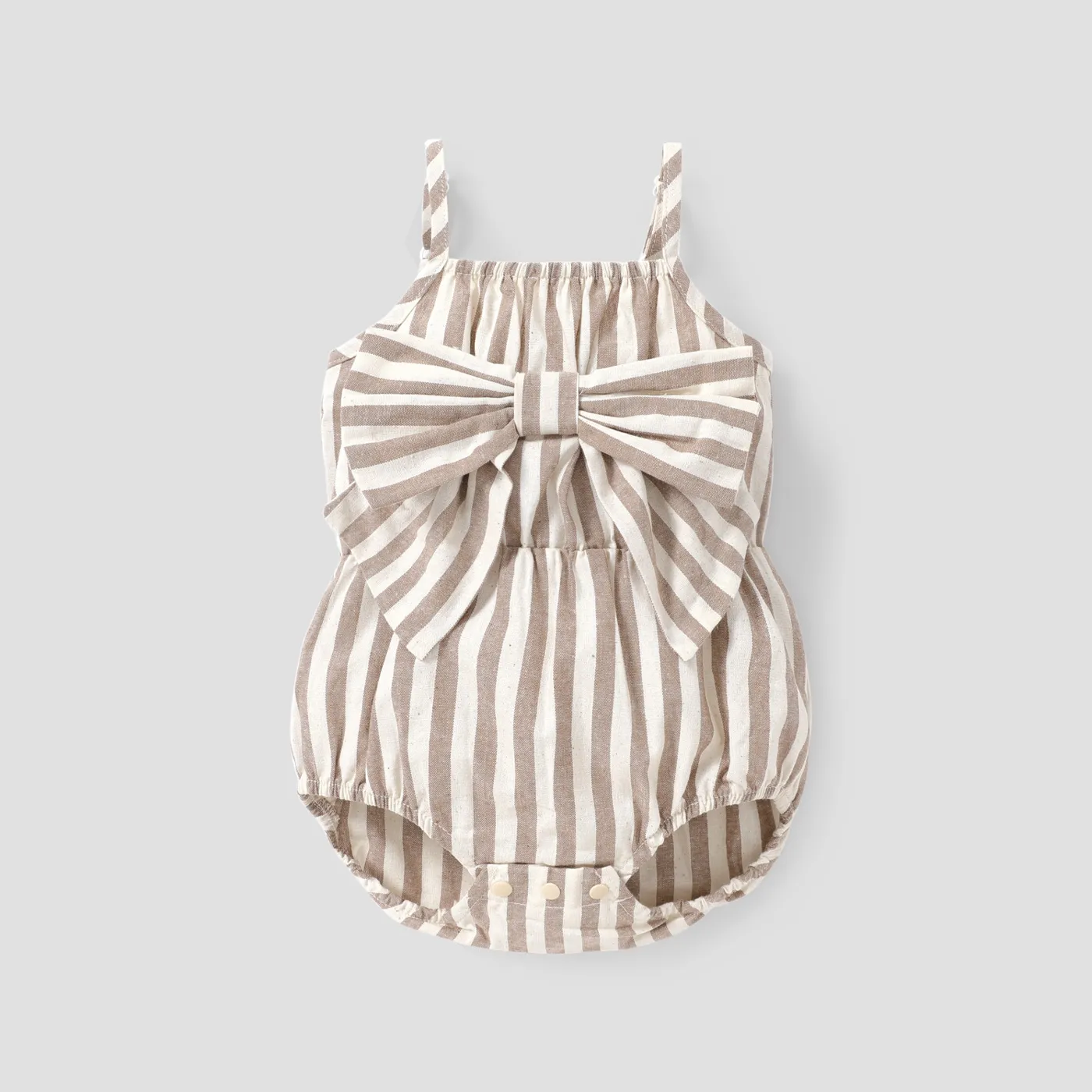 Baby Girl 100% Cotton Solid/Striped/Floral Print Sleeveless Spaghetti Strap Bowknot Romper