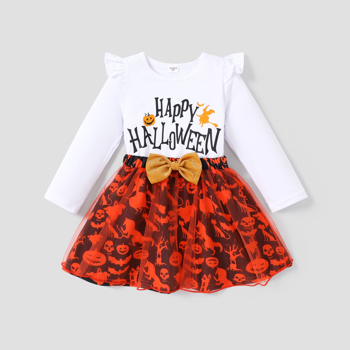 

2PCS Toddler Girl Halloween Flutter Sleeve Dress Set