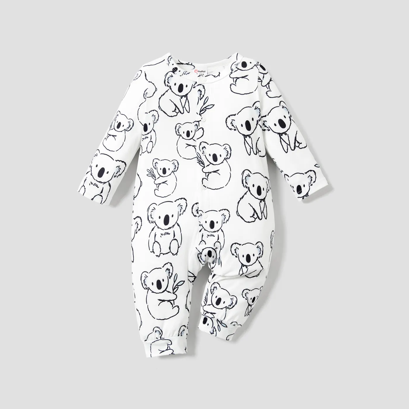 Baby Boy Childlike Panda Button Combinaison à Manches Longues