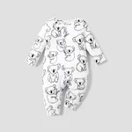Baby Boy/Girl  Childlike Animal Print Button Long Sleeves Jumpsuit White