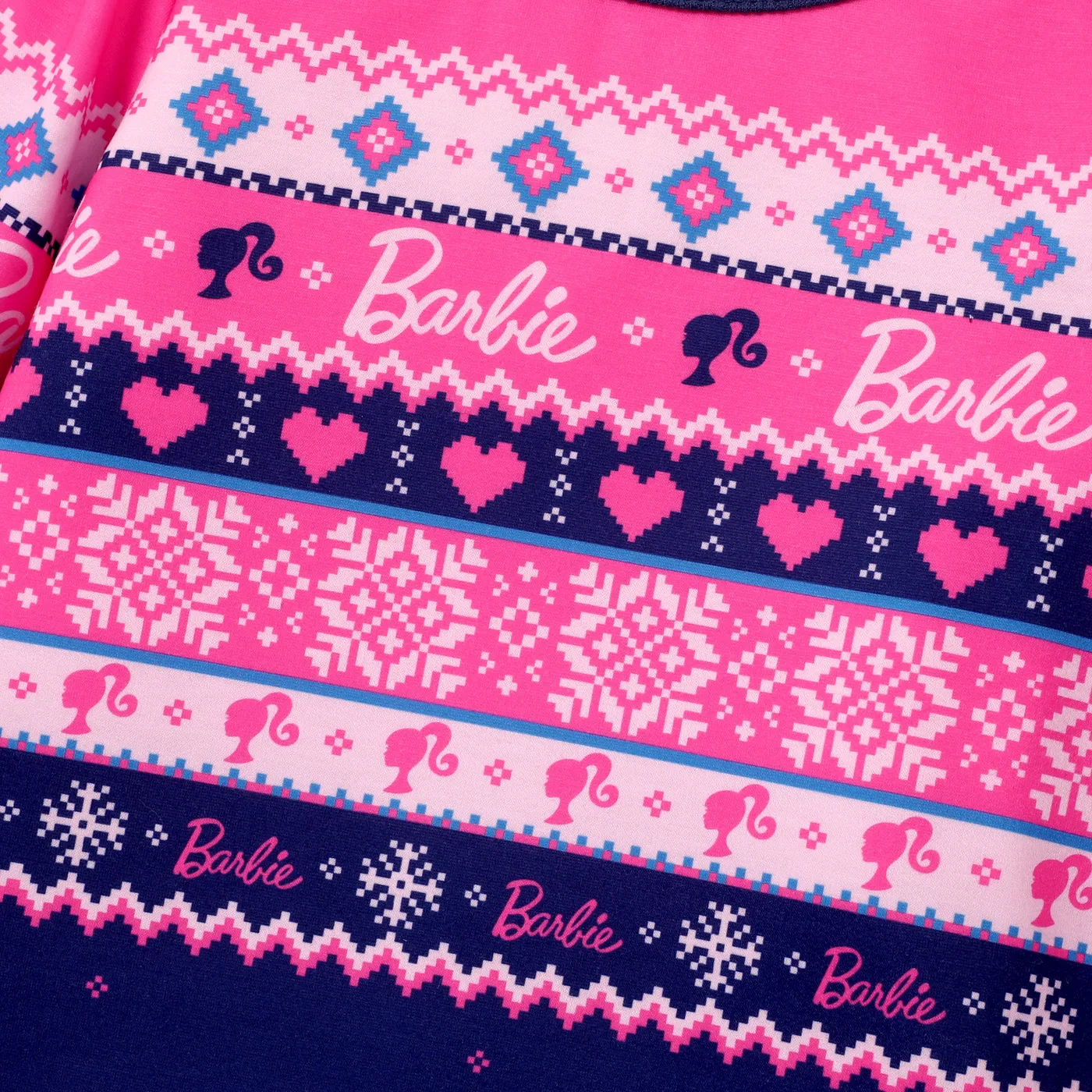 Barbie Toddler Girl Christmas Snowflake Print Long-sleeve Dress Deep Blue image 3