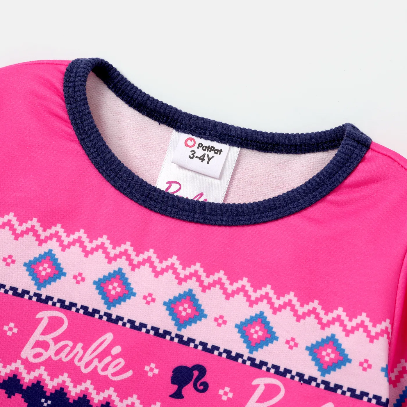 Barbie Toddler Girl Christmas Snowflake Print Long-sleeve Dress Deep Blue image 4