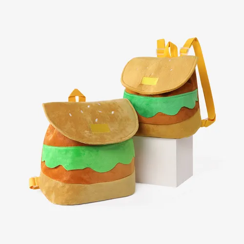 Cute hamburger-shaped parent-child bag, single shoulder / double shoulder / portable