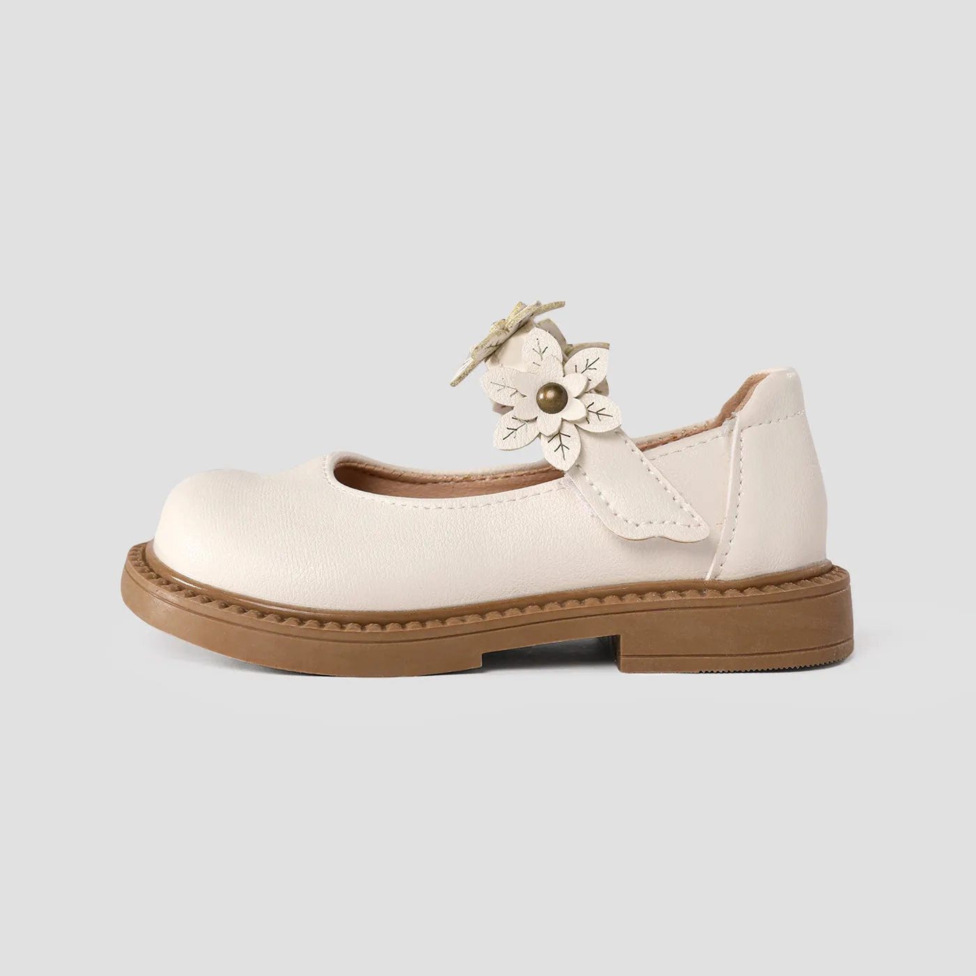  Toddler & Kids Floral Decor Velcro Leather Shoes  image 2