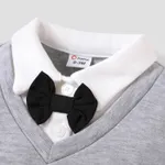 Baby Boy Classic Letter Bow Tie Gentleman Long Sleeve Lapel Collar Jumpsuit  image 3