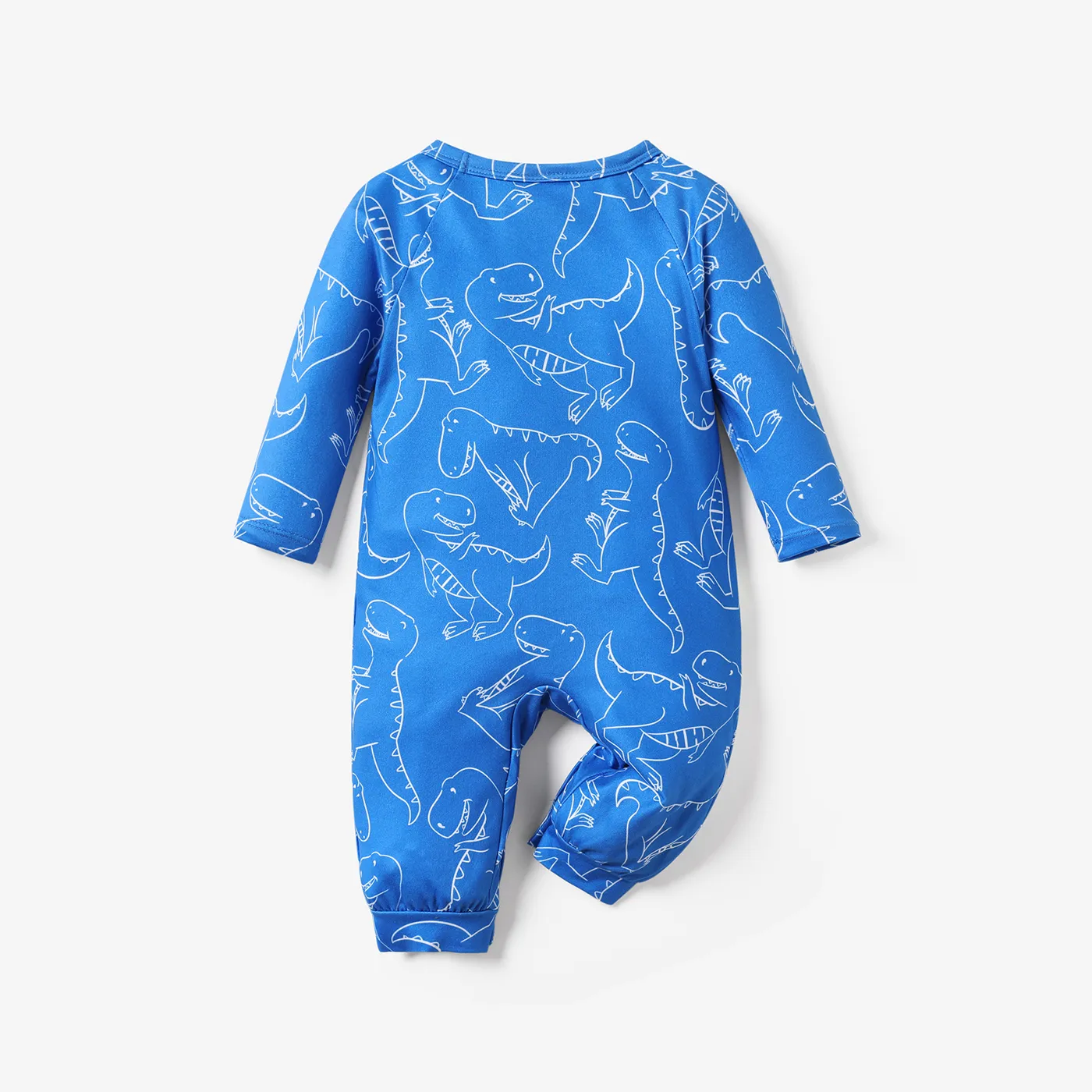 Baby Boy Avant-garde Animal Pattern Dinosaur Long Sleeve Jumpsuit Blue image 2