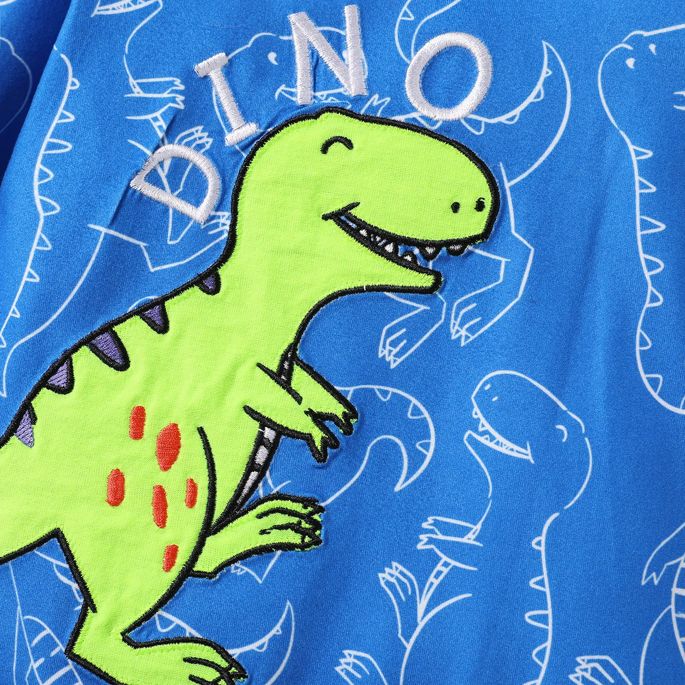 Baby Boy Avant-garde Animal Pattern Dinosaur Long Sleeve Jumpsuit Blue image 3