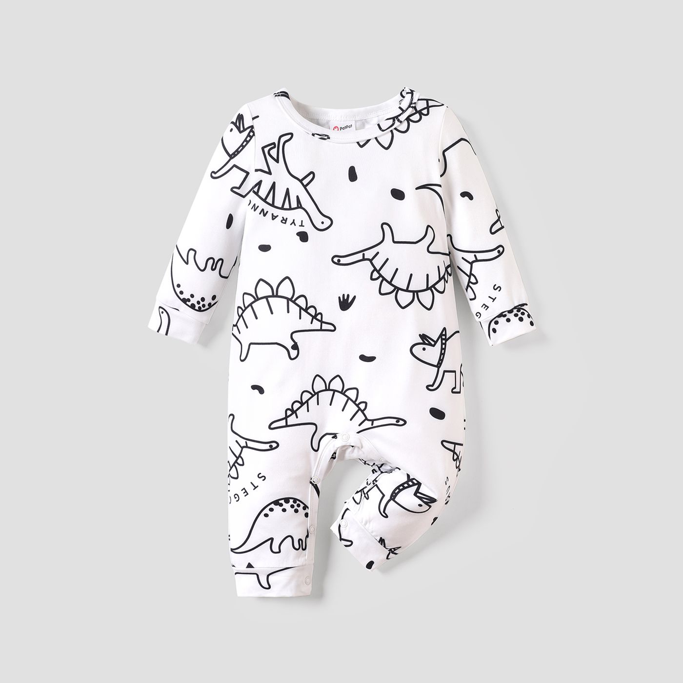 Baby Boy/Girl Childlike Dinosaur Pattern Long Sleeve Round Neck Jumpsuit