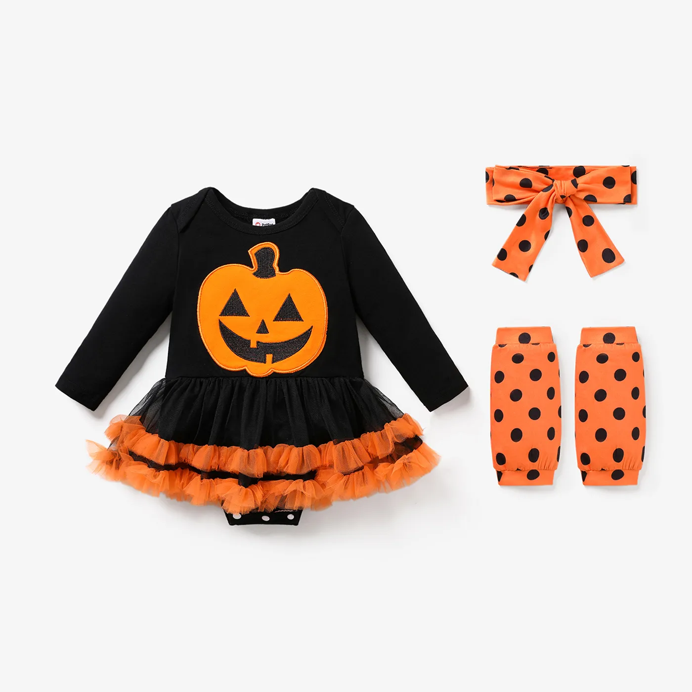  3pcs Baby Girl Halloween Sweet Romper Set