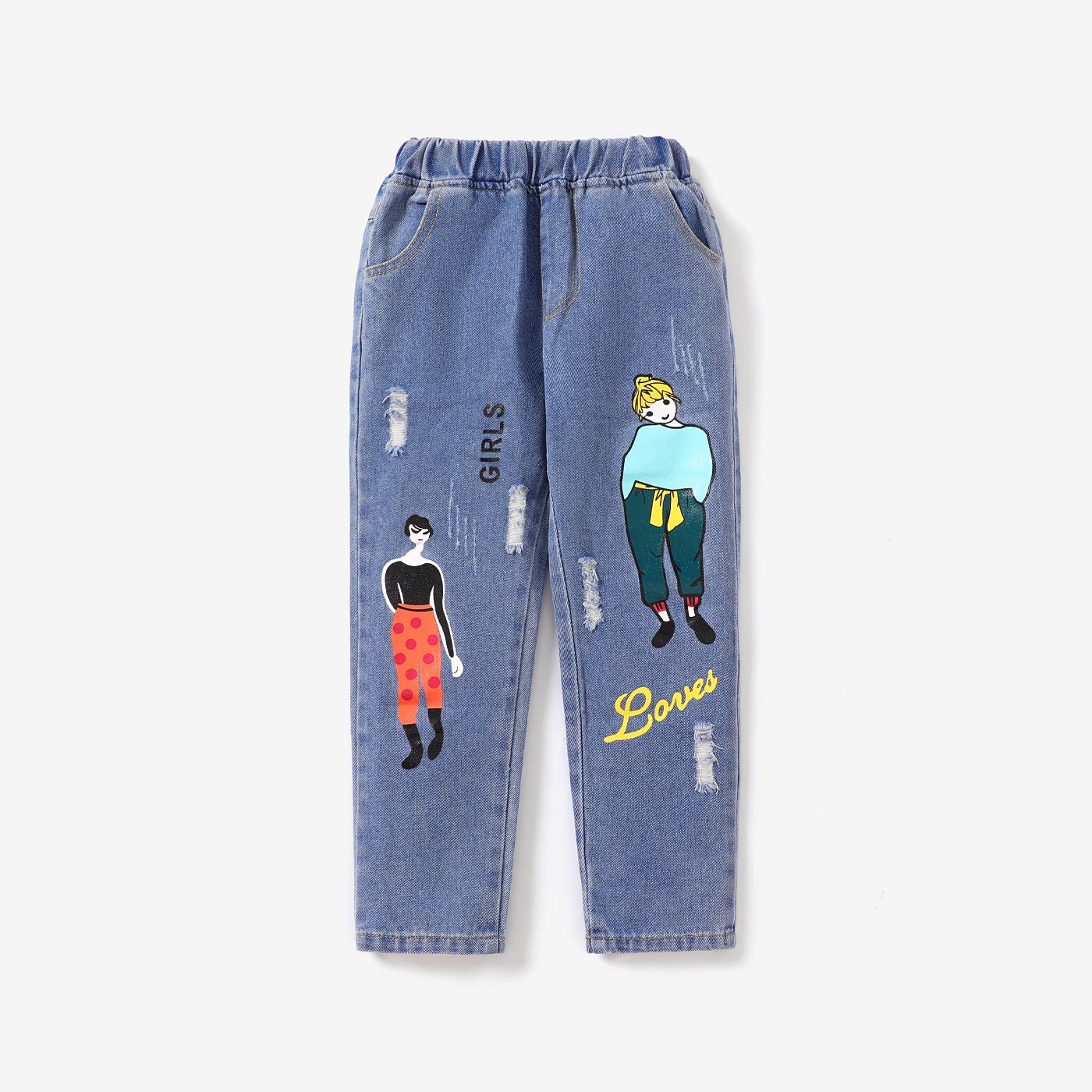 Kid Girl Childlike Character Denim Jeans