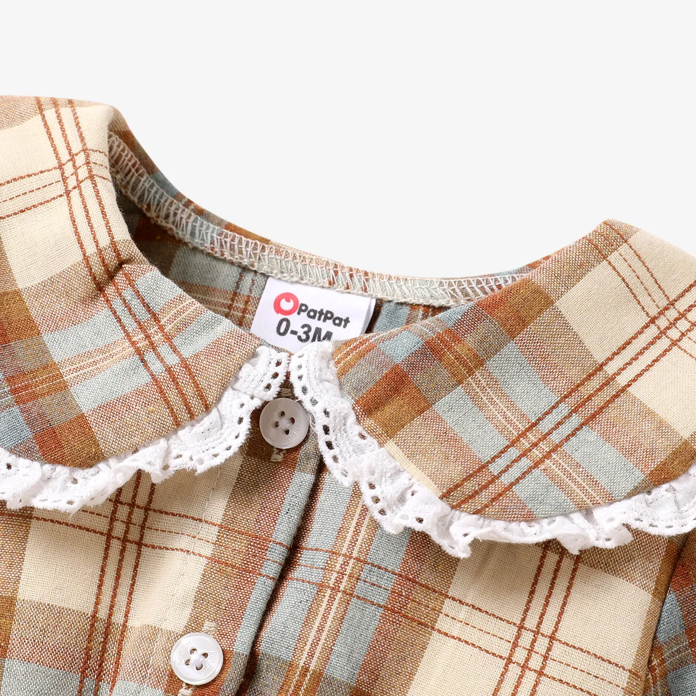 Long Sleeve Medium Thickness Solid Color Sweet Baby Girl Cotton Romper Khaki image 3
