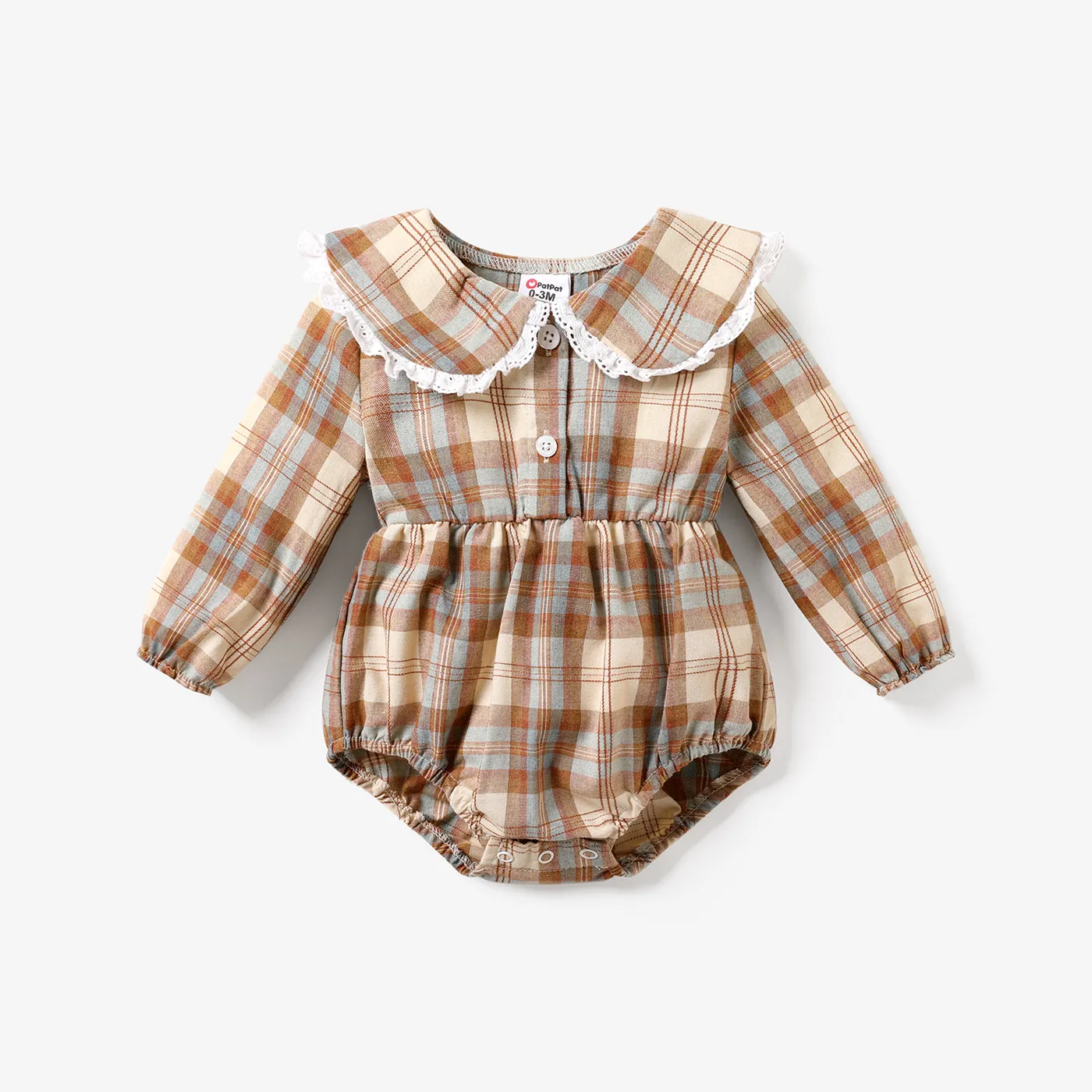Long Sleeve Medium Thickness Solid Color Sweet Baby Girl Cotton Romper Khaki big image 1