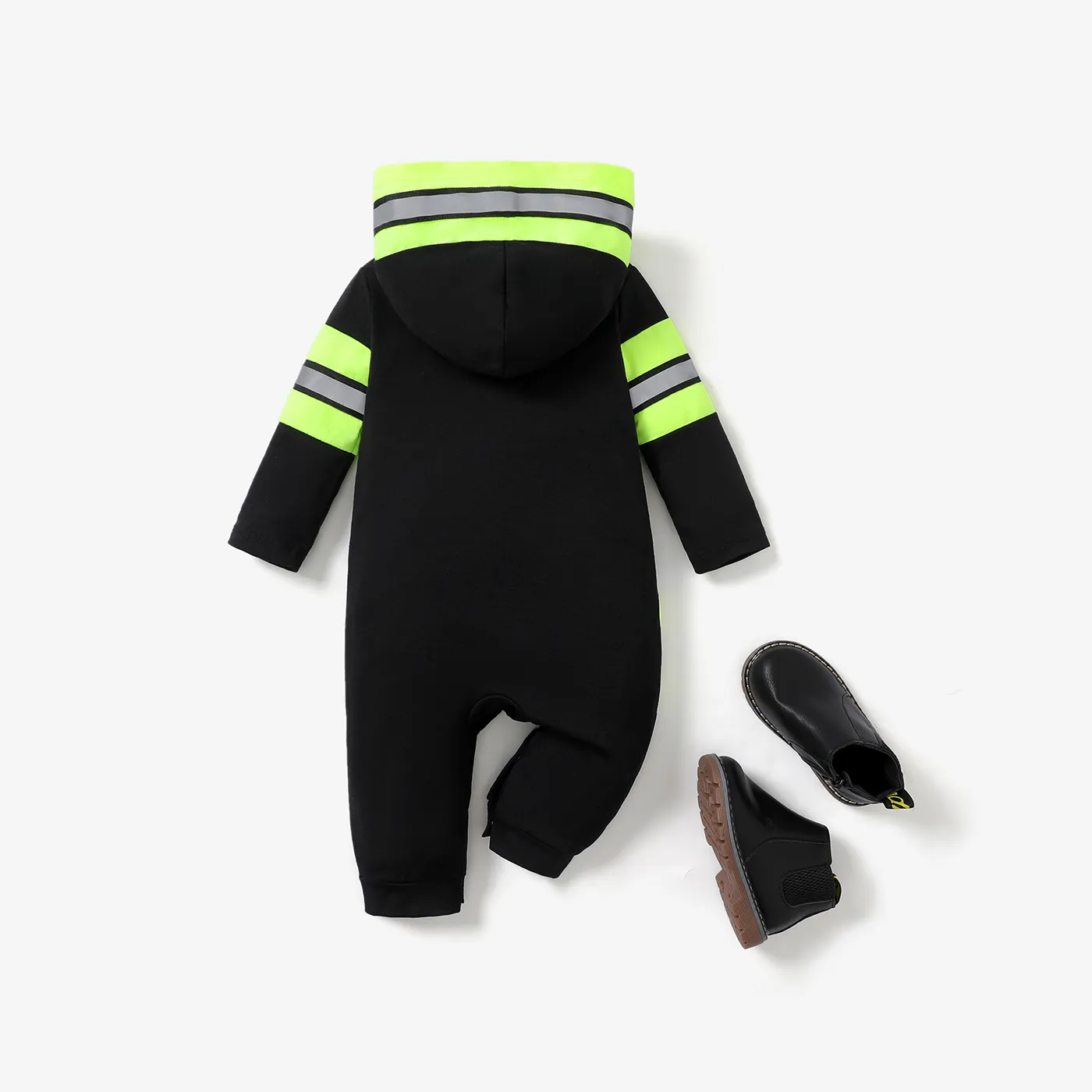Baby Boy/Girl Naia Firefighter Style Long Sleeve Hooded Jumpsuit Color block image 4