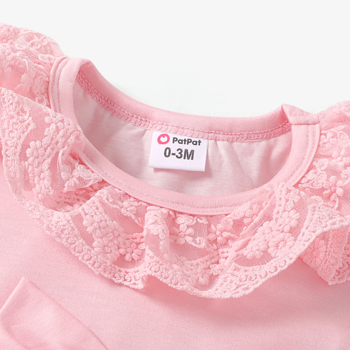 Baby Girl Naia Sweet Bowknot Solid Color Ruffle Edge Romper Pink image 4