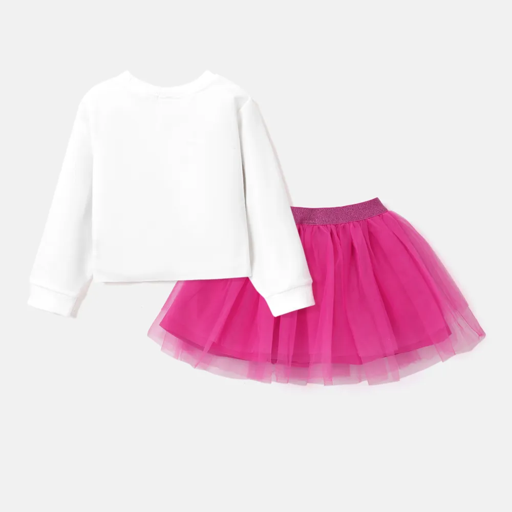 Barbie 2pcs Toddler Girl Long-sleeve Tee or Mesh Skirt big image 7