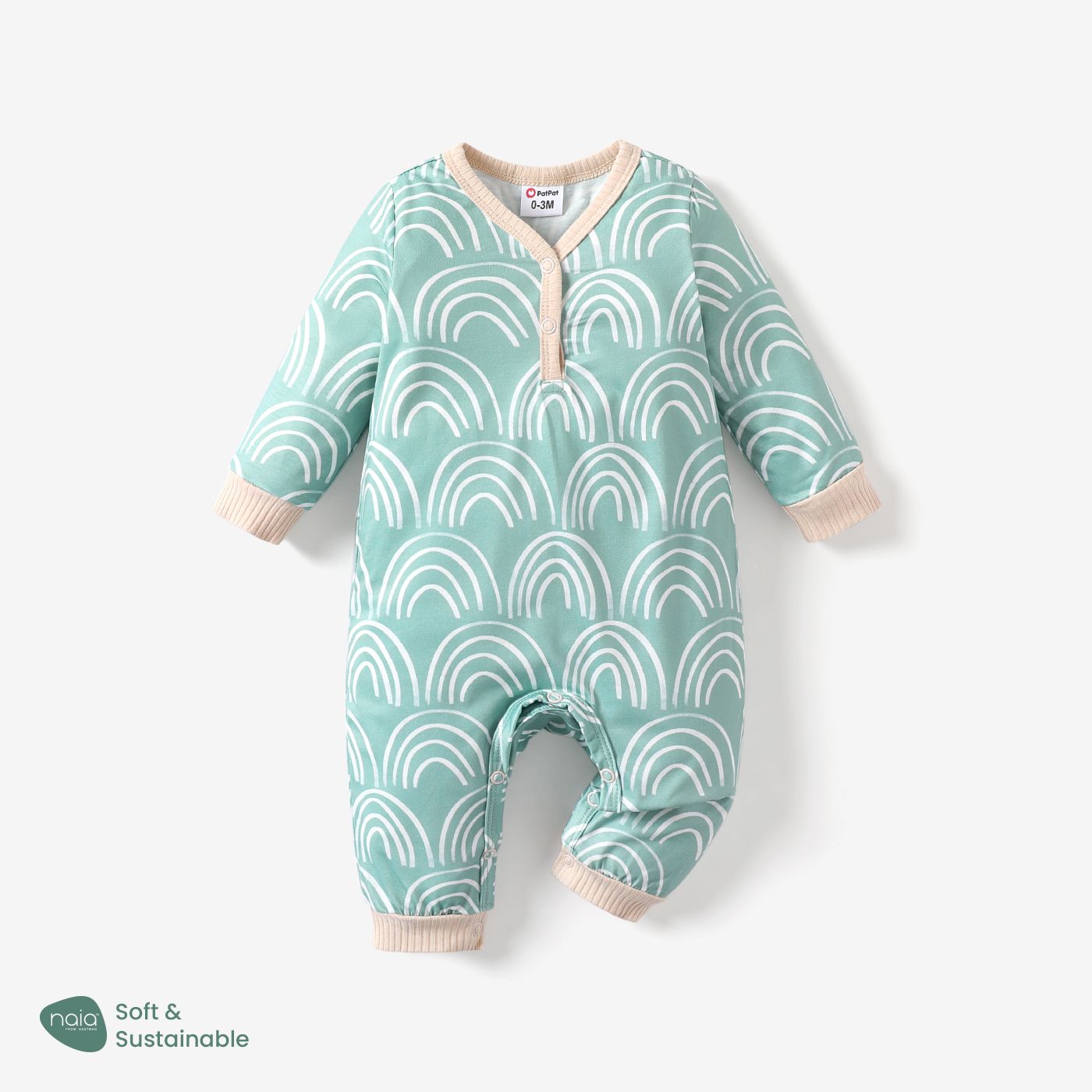 Baby Boy/Girl Naia Basic Geometric Patterns Button Long Sleeve Jumpsuit