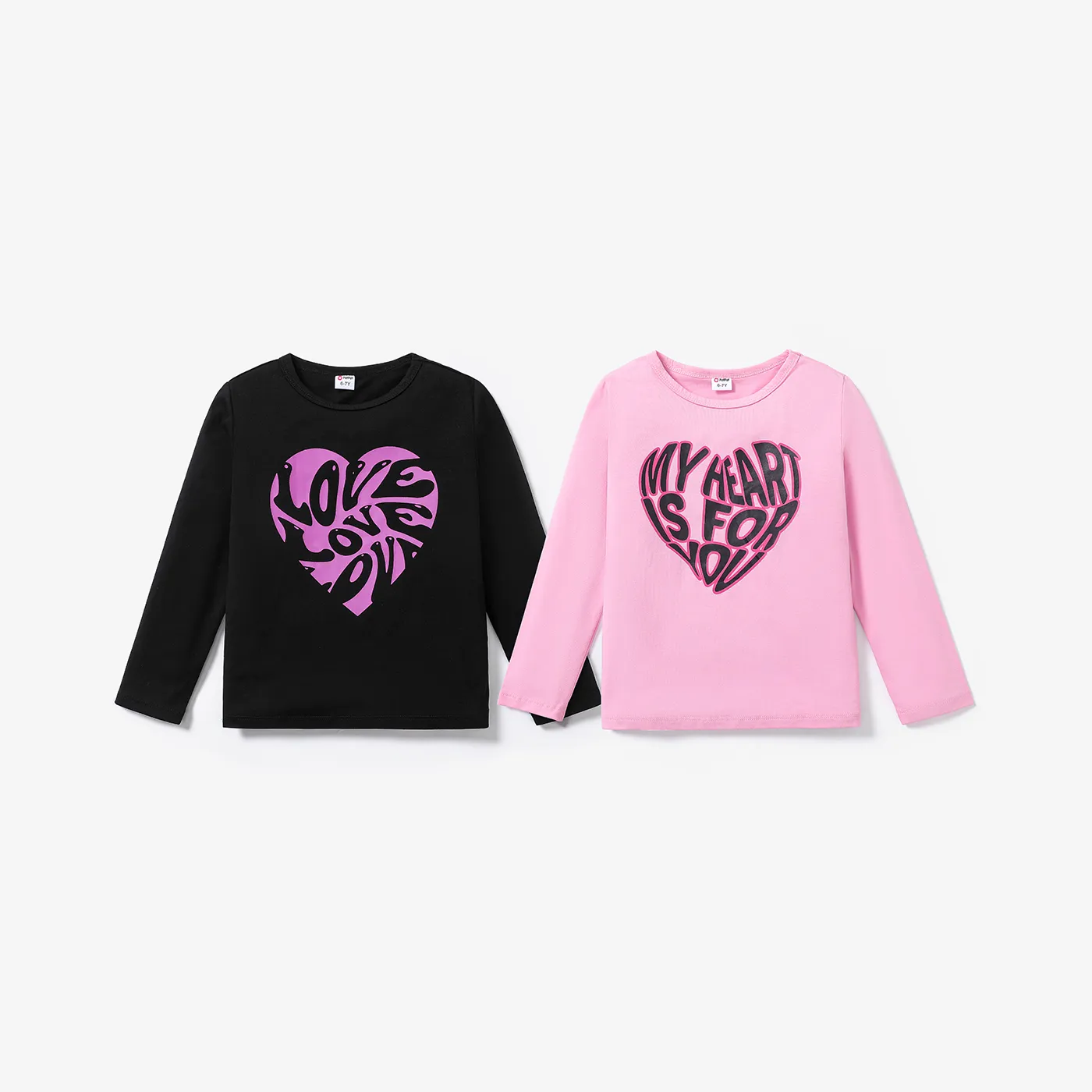 Kid  Girl Heart-shaped Avant-garde Long Sleeve T-shirt 