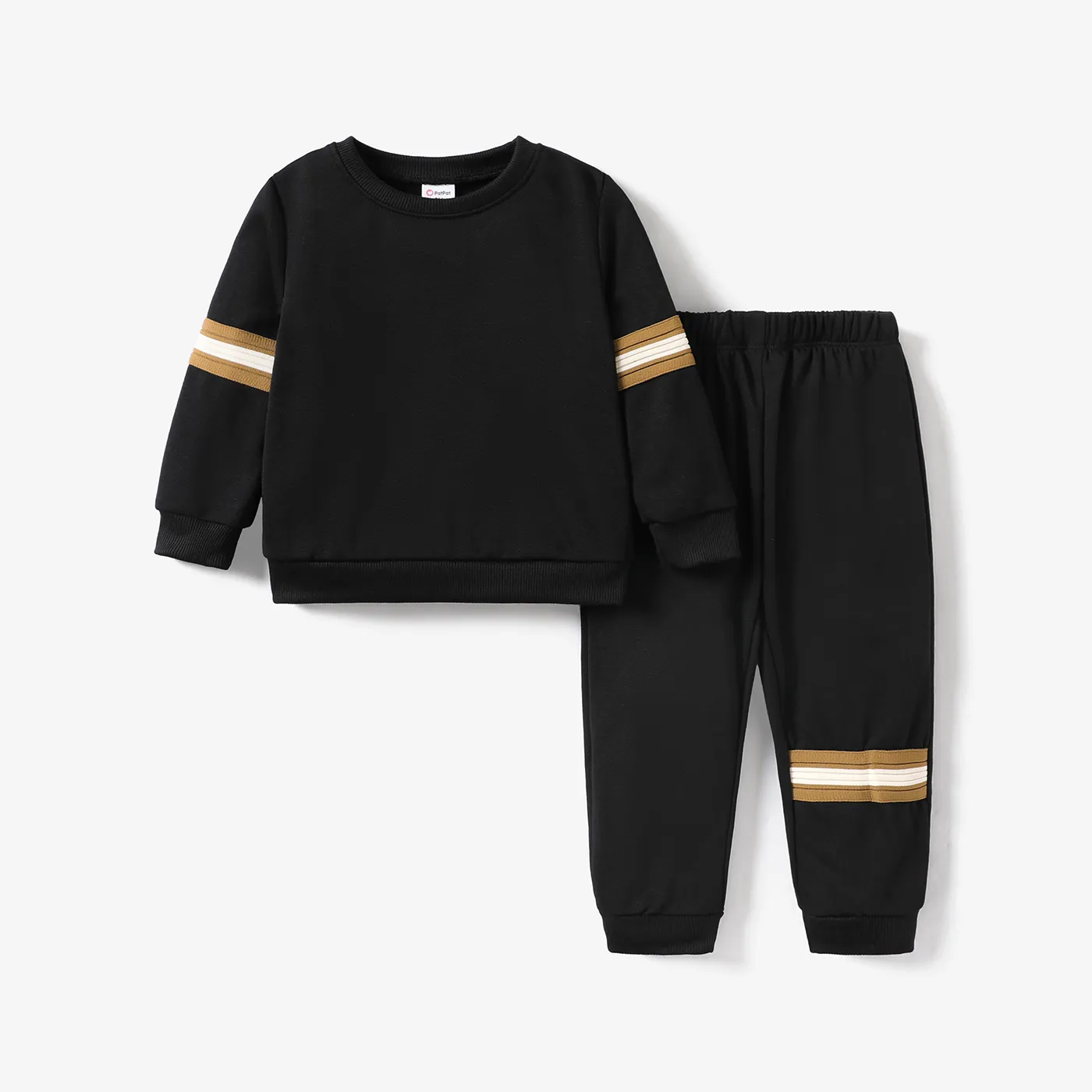 2PCS Toddler Boy Fabric Stitching Casual Top/ Pants Sets 