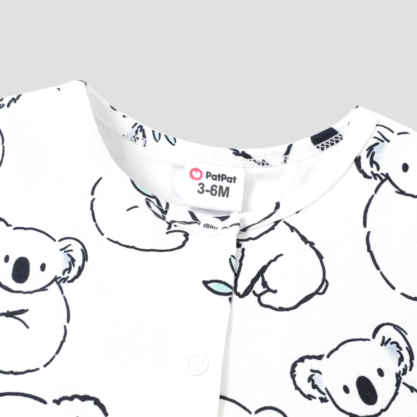 Naia™ Baby Boy/Girl Grey Striped or Allover Bear Print Short-sleeve Romper Color block image 4